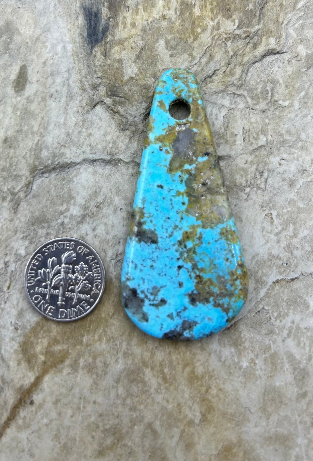 Kingman Turquoise (Arizona) (Large Hole) Focal Pendant Bead