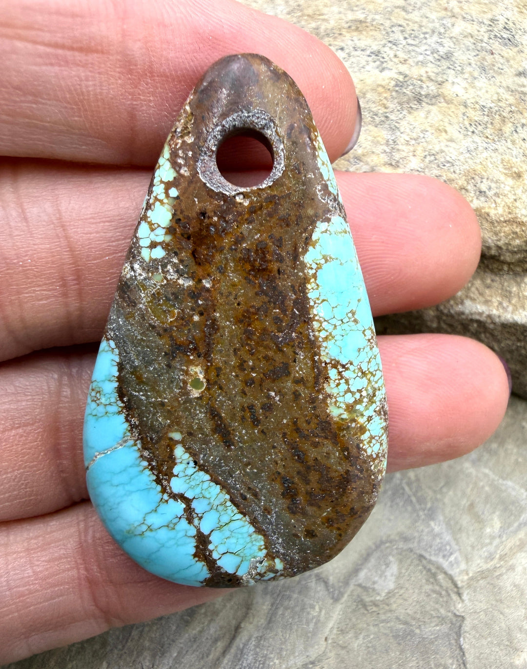 Kingman Turquoise (Arizona) (Large Hole) Focal Pendant Bead