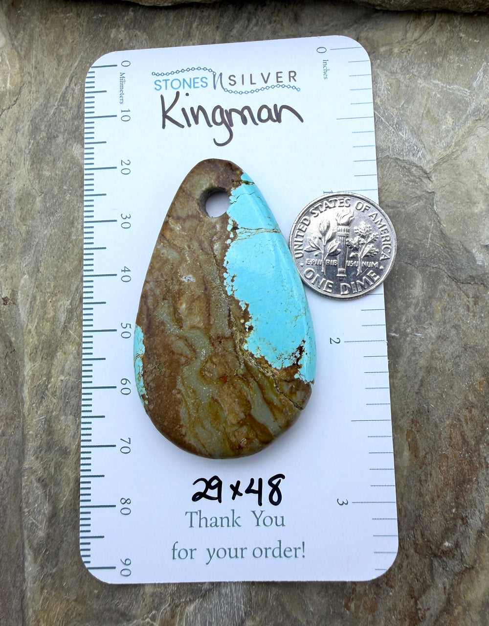 Kingman Turquoise (Arizona) (Large Hole) Focal Pendant Bead