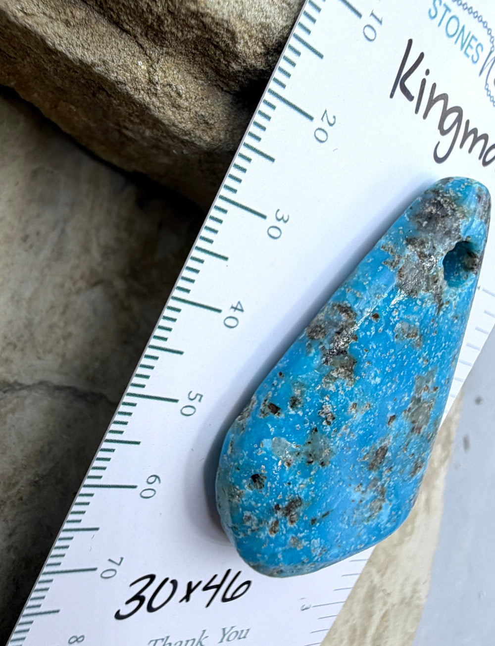 Kingman Turquoise (Arizona) Large Hole Focal Pendant Bead