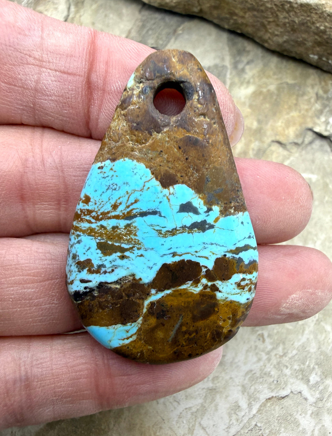 Kingman Turquoise (Arizona) (Large Hole) Focal Pendant Bead