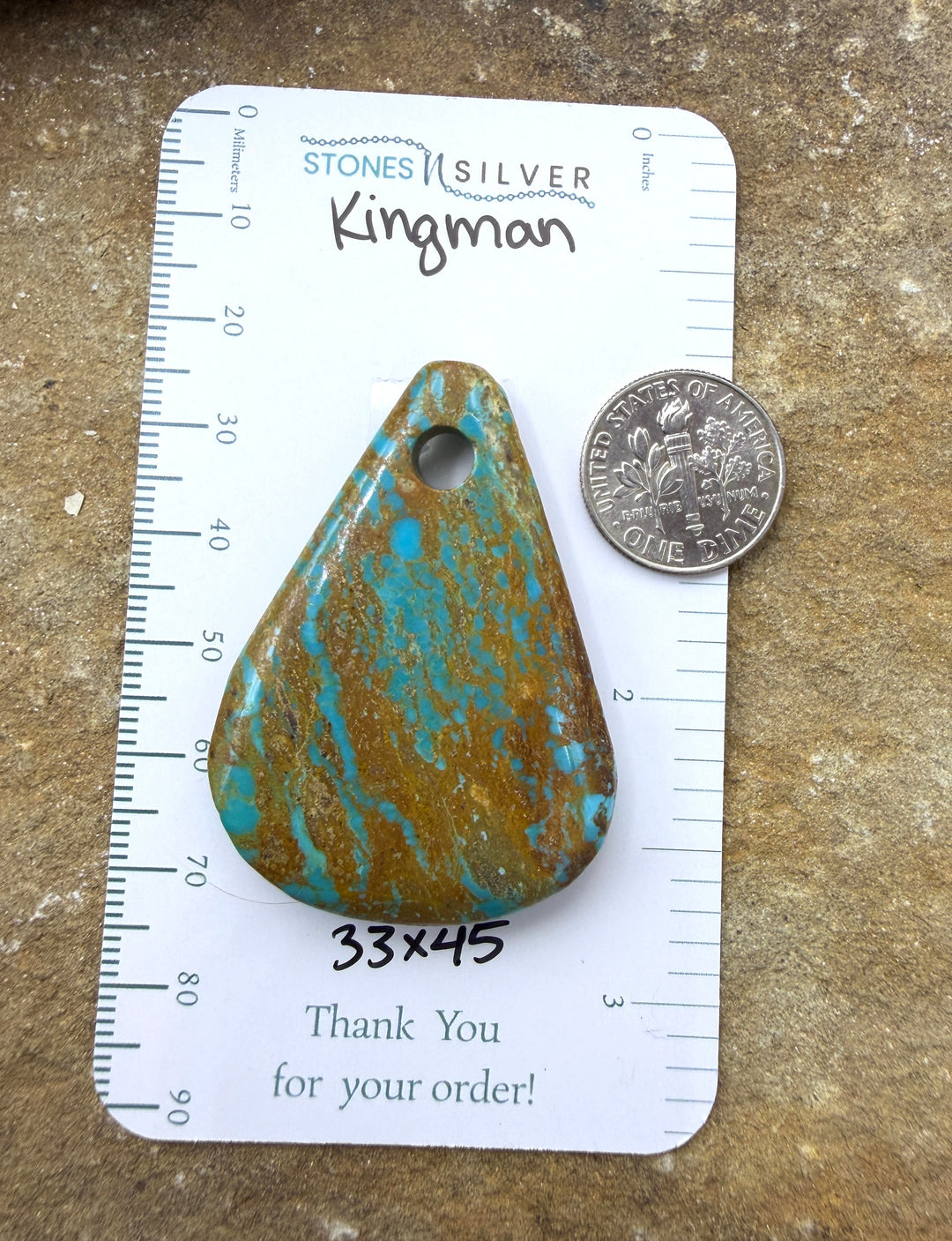 Kingman Turquoise (Arizona) (Large Hole) Focal Pendant Bead