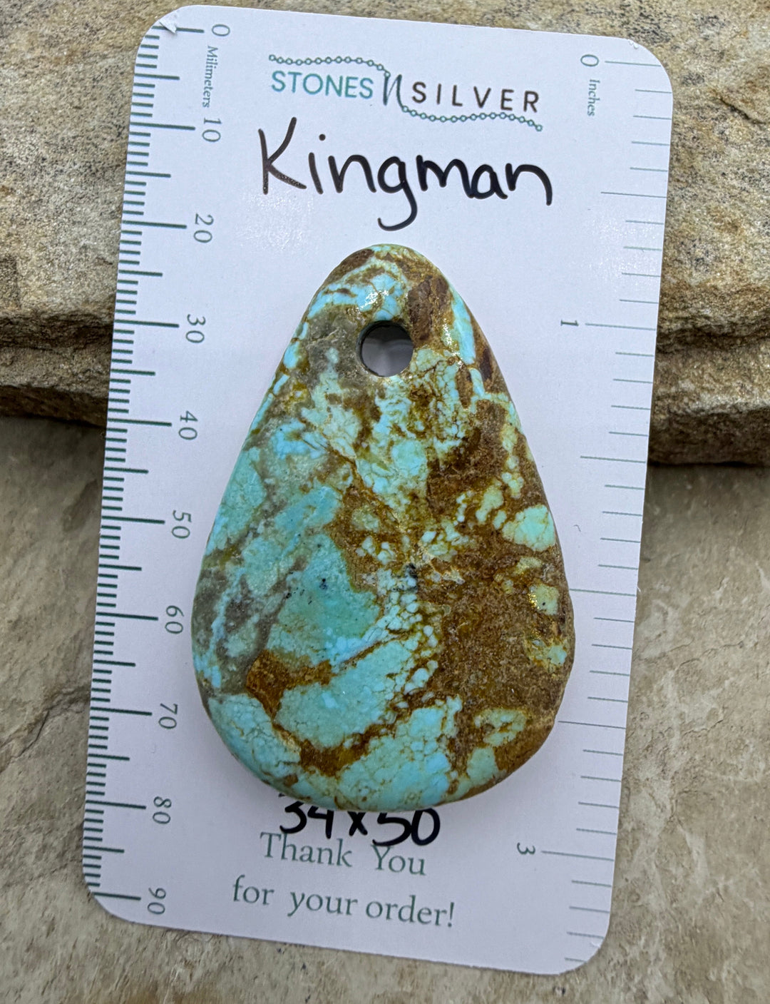 Kingman Turquoise (Arizona) Large Hole Focal Pendant Bead