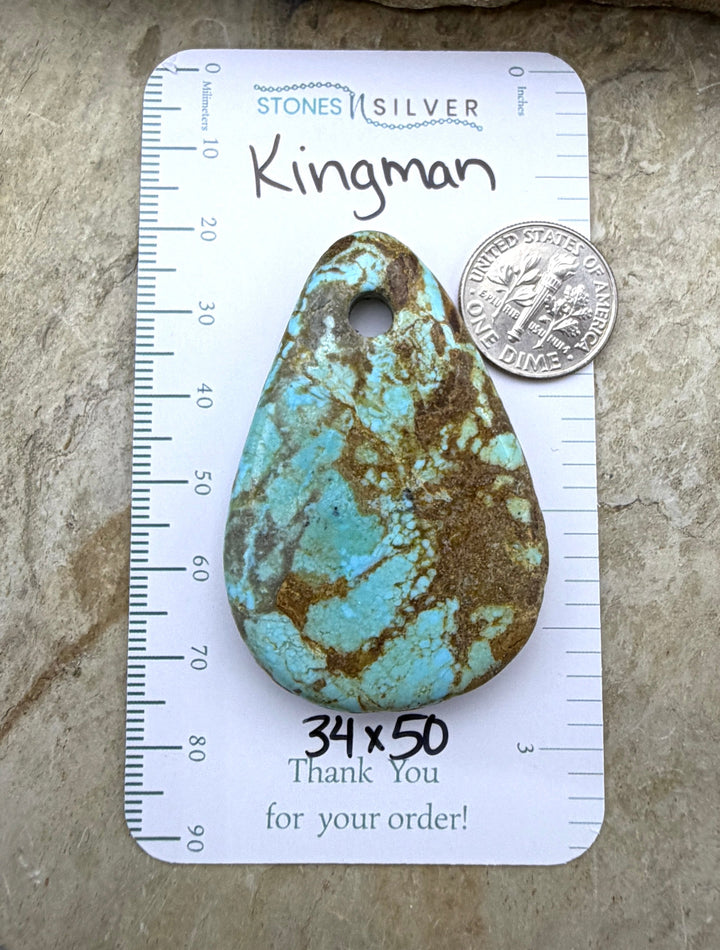 Kingman Turquoise (Arizona) Large Hole Focal Pendant Bead