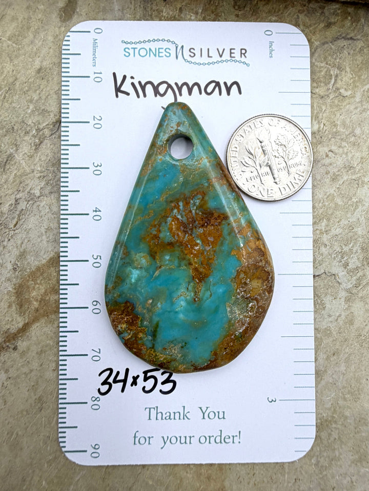 Kingman Turquoise (Arizona) Large Hole Focal Pendant Bead