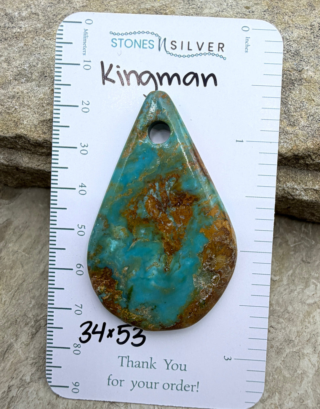 Kingman Turquoise (Arizona) Large Hole Focal Pendant Bead