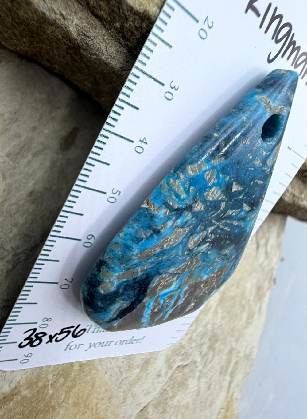 Kingman Turquoise (Arizona) Large Hole Focal Pendant Bead