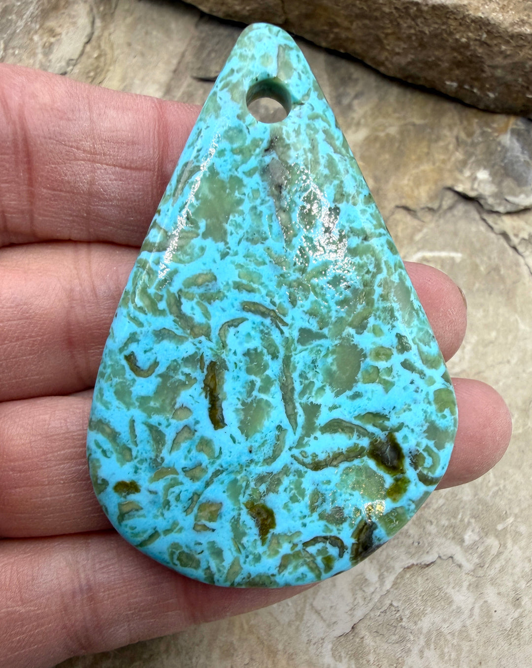 Kingman Turquoise (Arizona) (Large Hole) Focal Pendant Bead