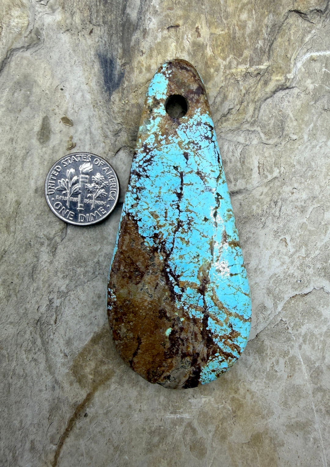 Kingman Turquoise (Arizona) (Large Hole) HUGE Focal Pendant