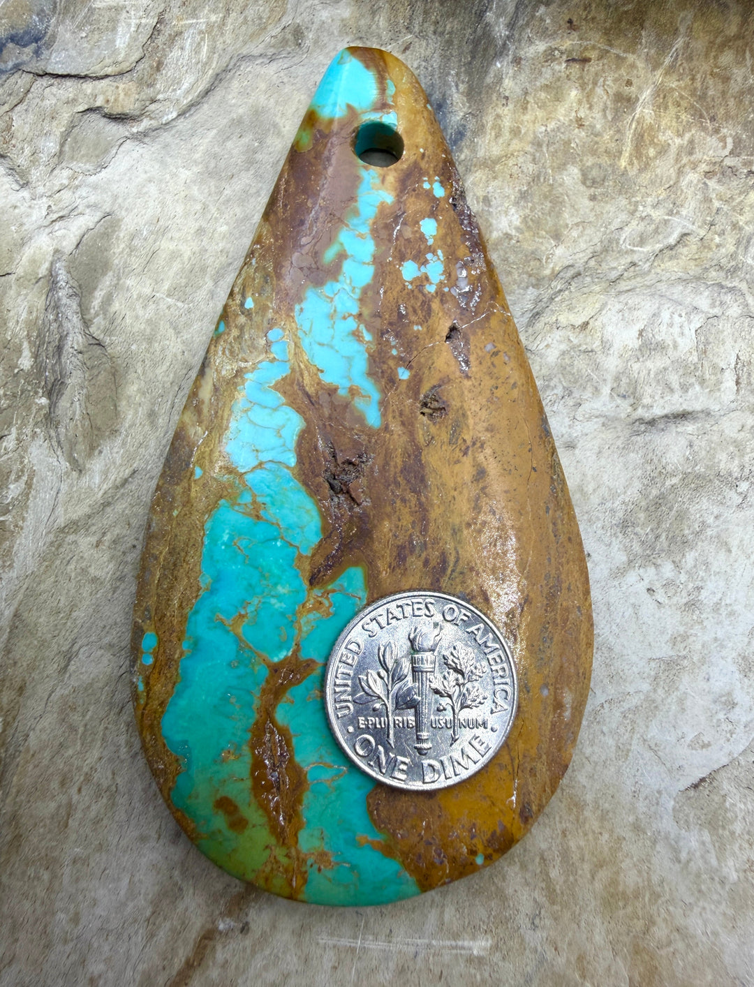 Kingman Turquoise (Arizona) (Large Hole) HUGE Focal Pendant