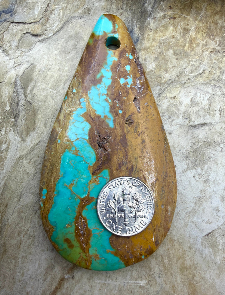 Kingman Turquoise (Arizona) (Large Hole) HUGE Focal Pendant