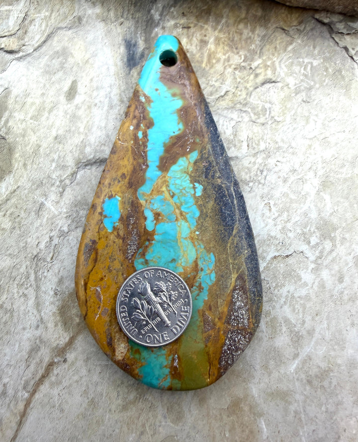 Kingman Turquoise (Arizona) (Large Hole) HUGE Focal Pendant