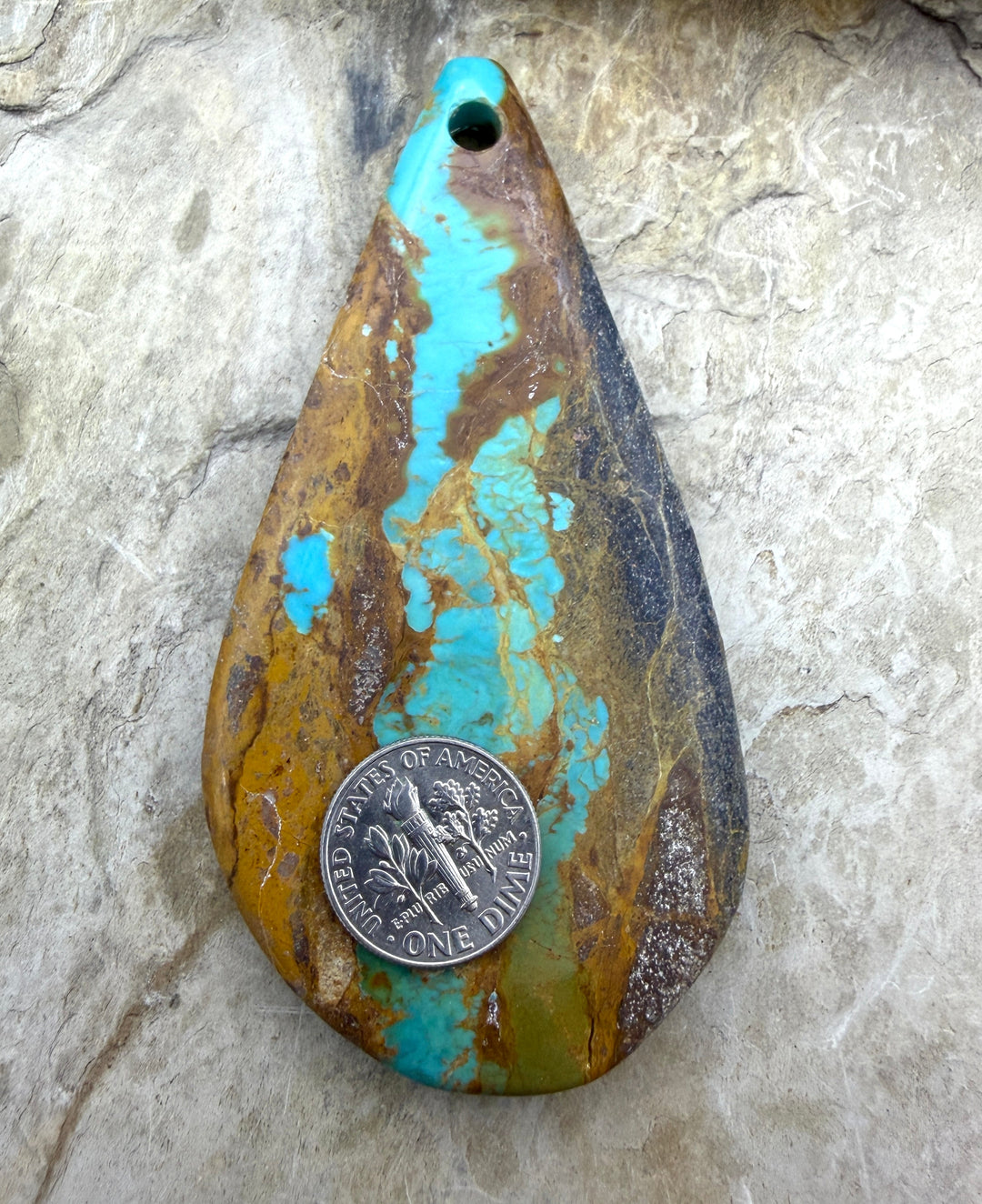 Kingman Turquoise (Arizona) (Large Hole) HUGE Focal Pendant