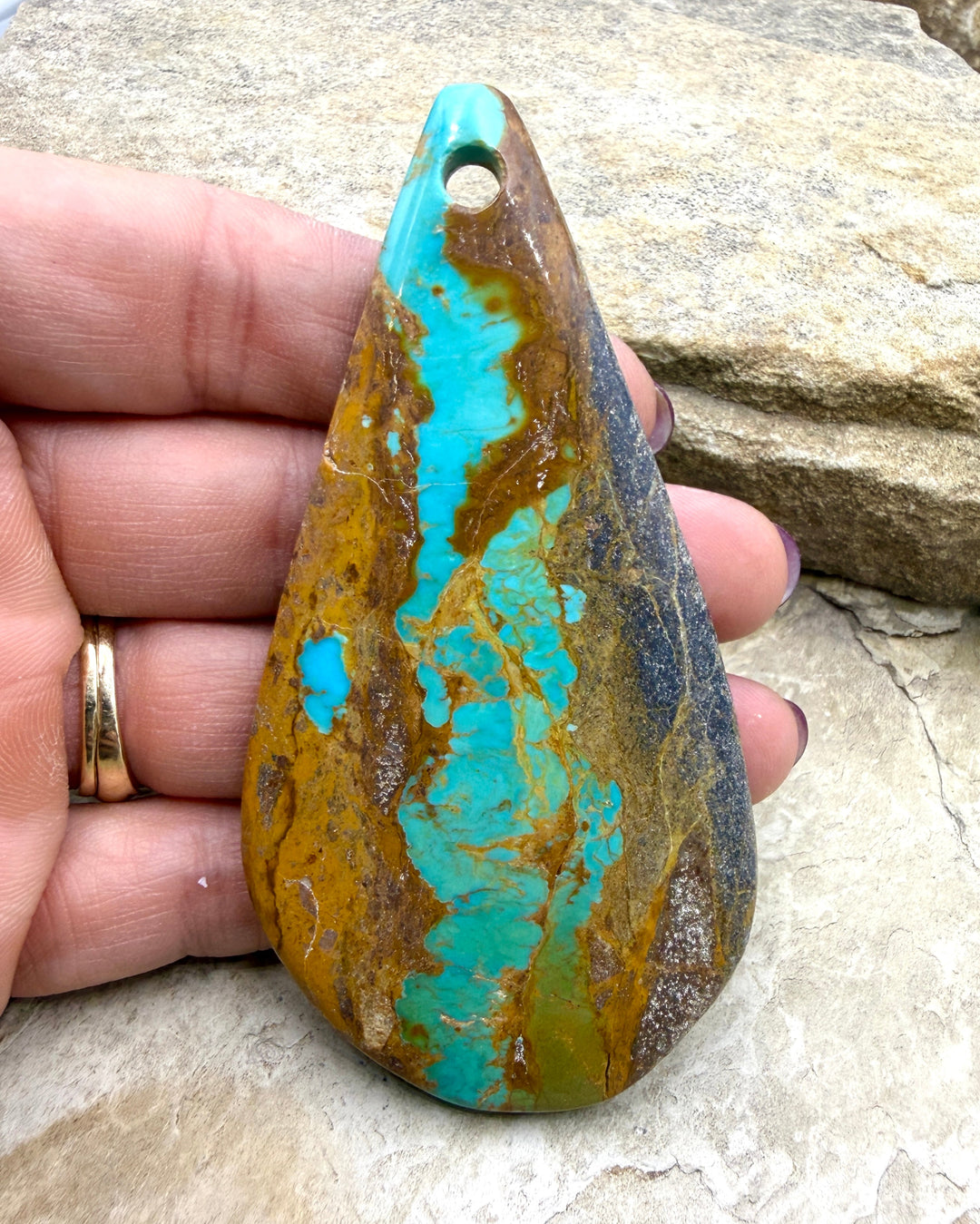 Kingman Turquoise (Arizona) (Large Hole) HUGE Focal Pendant