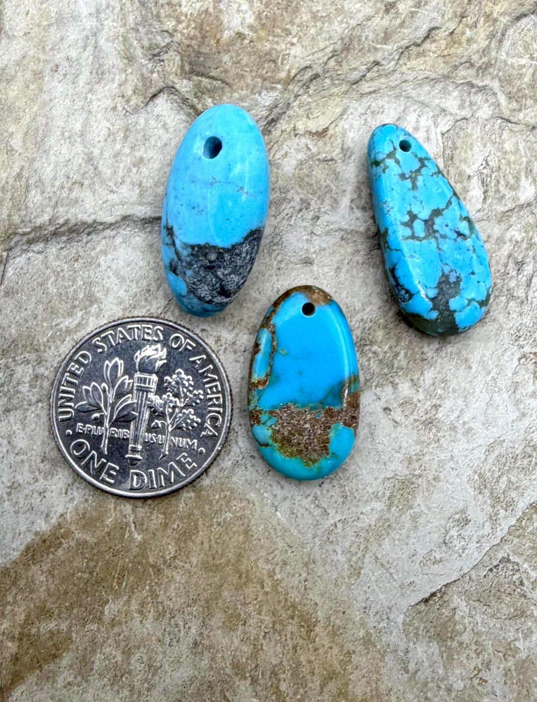 Kingman Turquoise (Arizona) LOT of 3 Focal Pendant