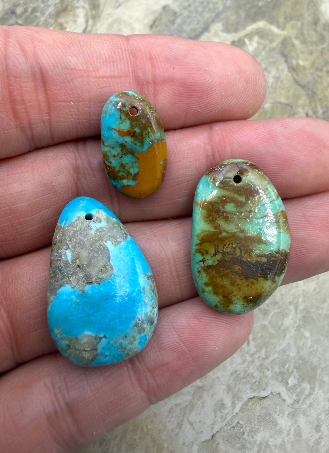 Kingman Turquoise (Arizona) LOT of 3 Focal Pendant Beads