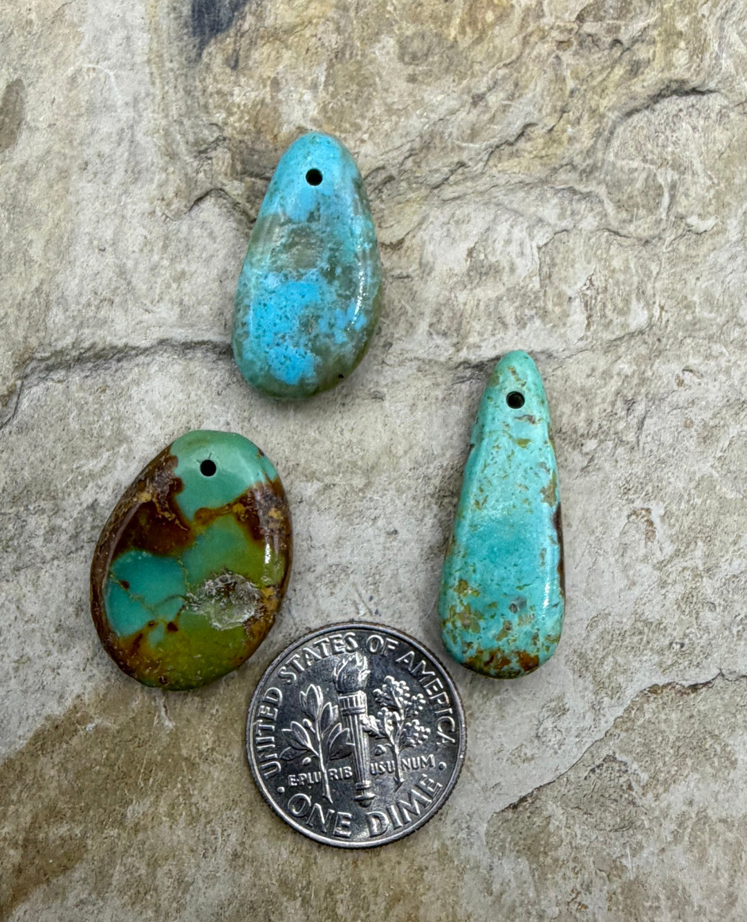 Kingman Turquoise (Arizona) LOT of 3 Focal Pendant