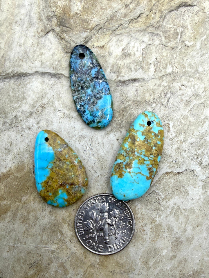 Kingman Turquoise (Arizona) LOT of 3 Focal Pendant