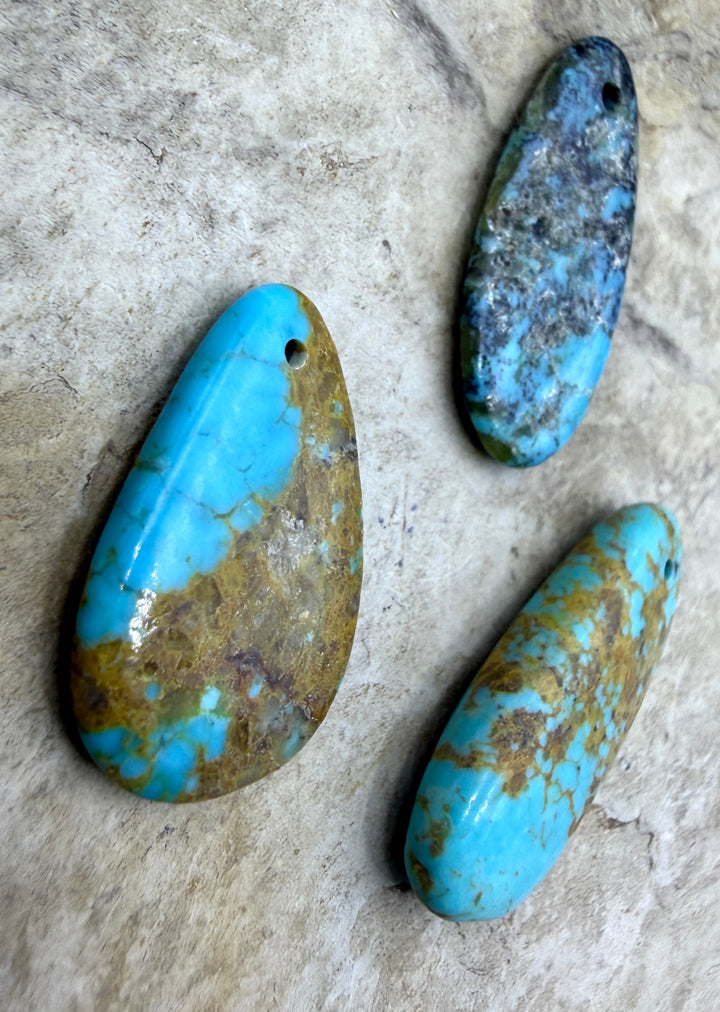 Kingman Turquoise (Arizona) LOT of 3 Focal Pendant