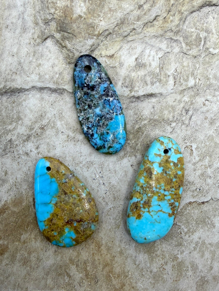 Kingman Turquoise (Arizona) LOT of 3 Focal Pendant