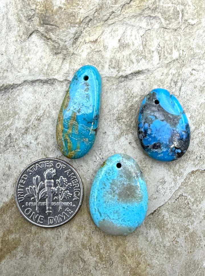 Kingman Turquoise (Arizona) LOT of 3 Focal Pendant