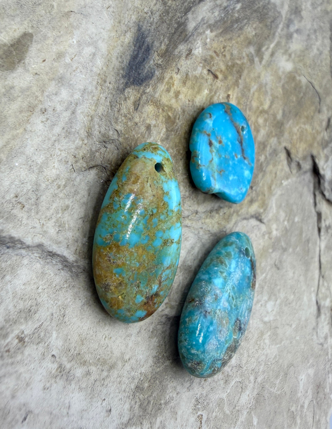 Kingman Turquoise (Arizona) LOT of 3 Focal Pendant Beads