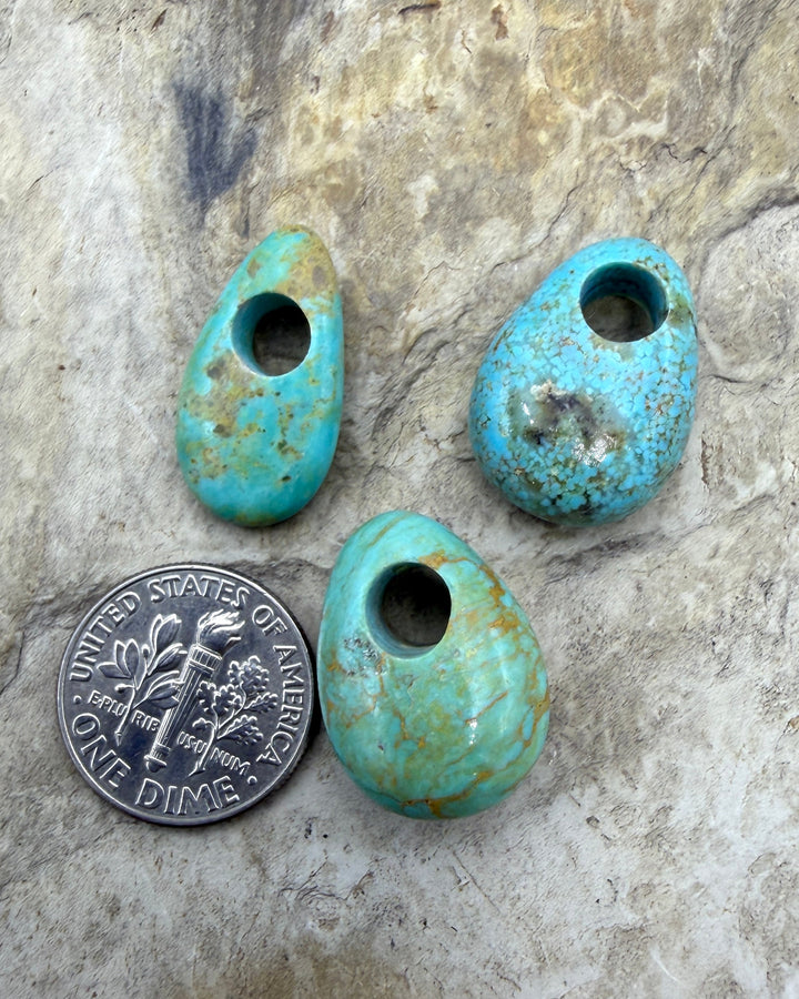 Kingman Turquoise (Arizona) LOT of 3 (Large Hole) Focal