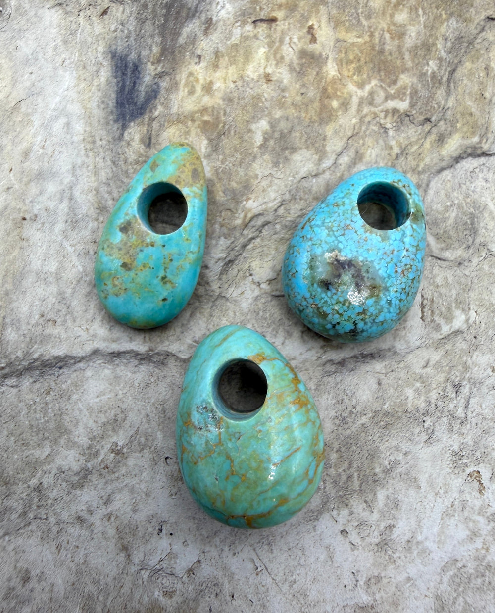 Kingman Turquoise (Arizona) LOT of 3 (Large Hole) Focal