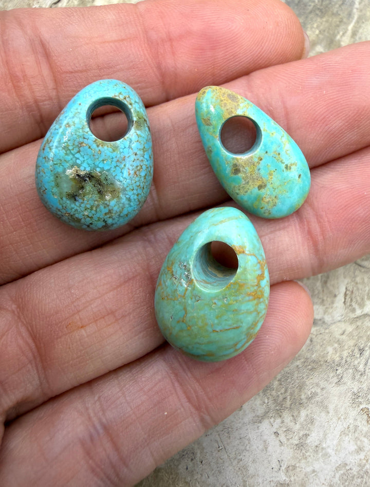 Kingman Turquoise (Arizona) LOT of 3 (Large Hole) Focal