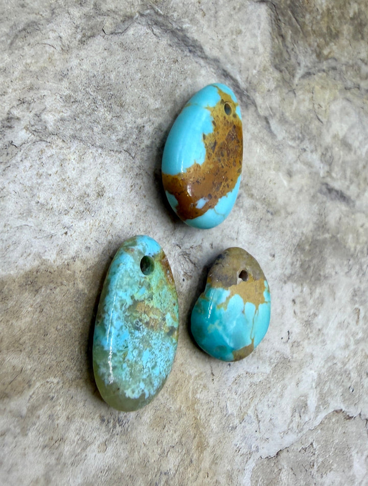 Kingman Turquoise (Arizona) LOT of 3 Small Focal Pendant