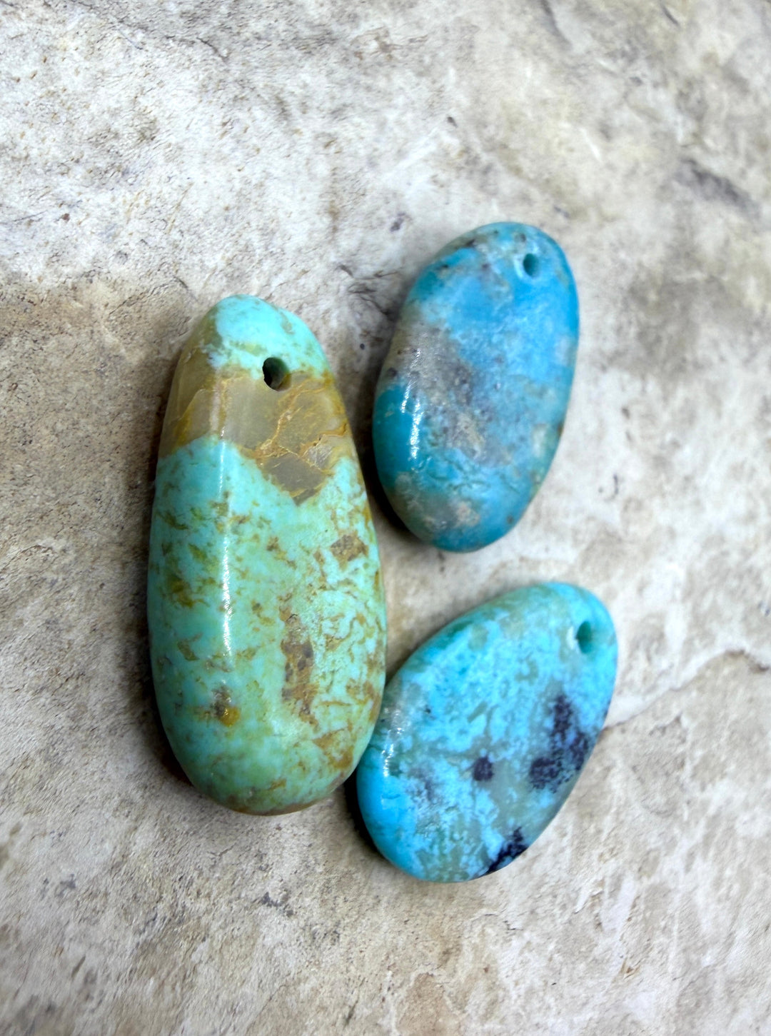 Kingman Turquoise (Arizona) LOT of 3 Small Focal Pendant