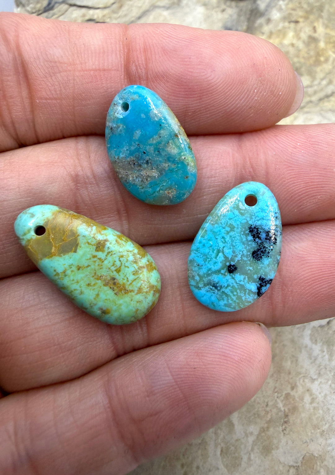Kingman Turquoise (Arizona) LOT of 3 Small Focal Pendant