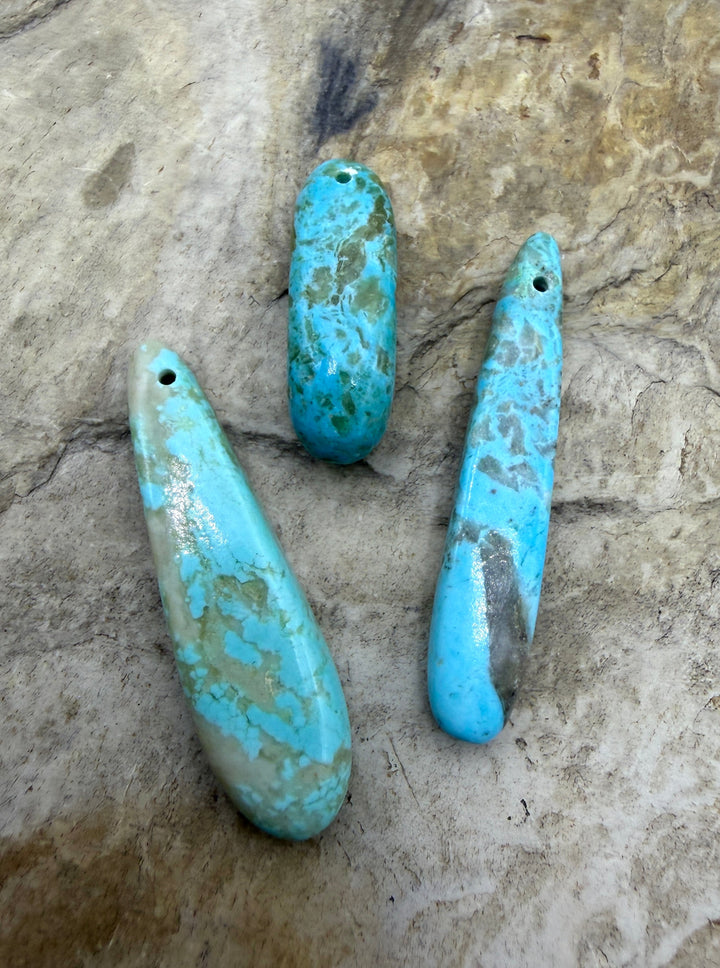 Kingman Turquoise (Arizona) LOT of 3 Small Focal Pendant