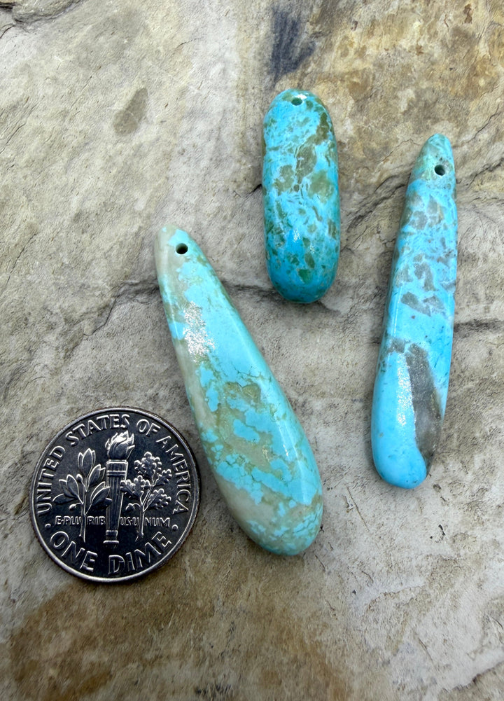 Kingman Turquoise (Arizona) LOT of 3 Small Focal Pendant