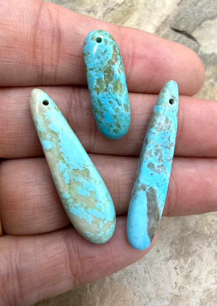 Kingman Turquoise (Arizona) LOT of 3 Small Focal Pendant