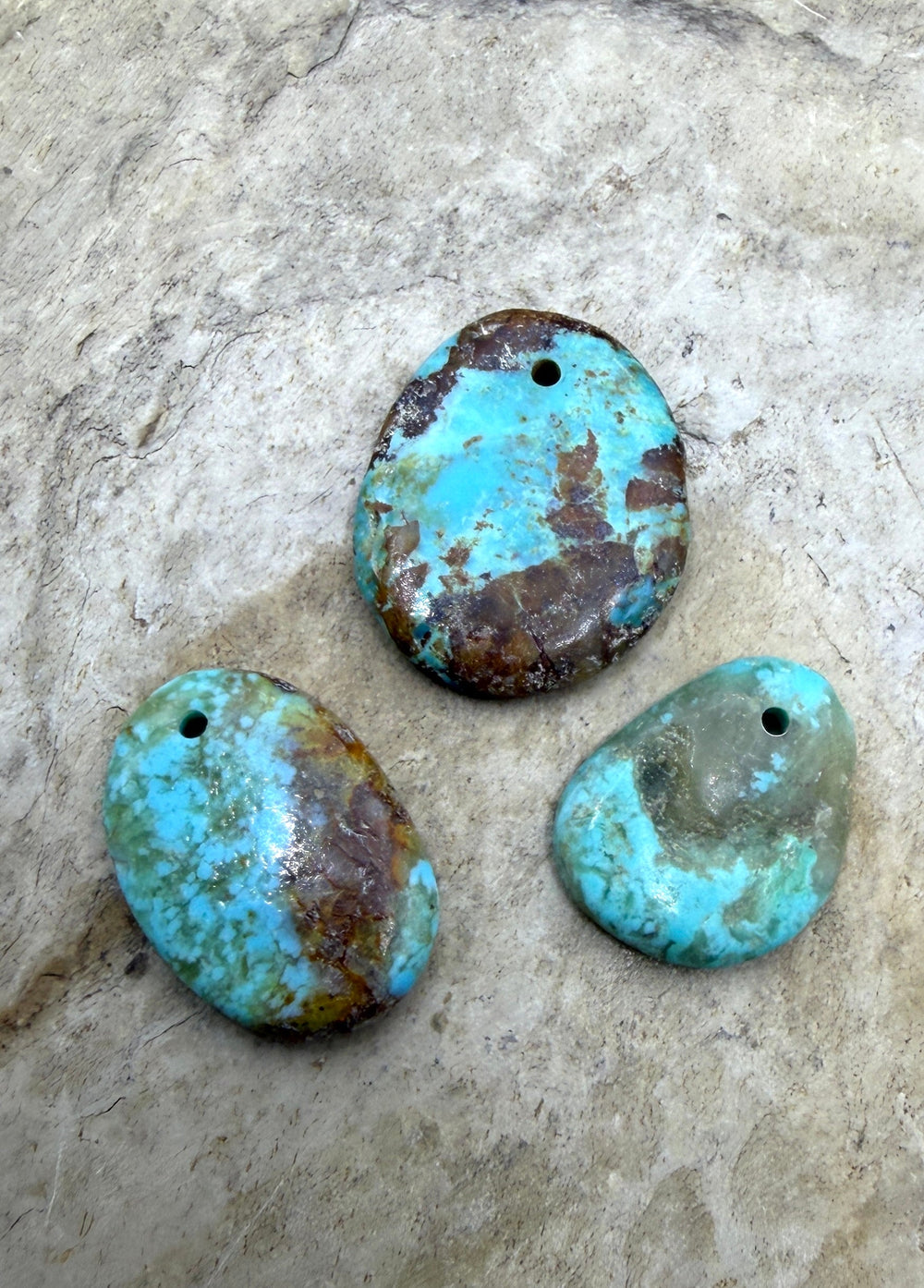 Kingman Turquoise (Arizona) LOT of 3 Small Focal Pendant