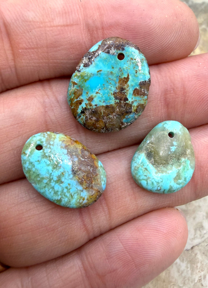 Kingman Turquoise (Arizona) LOT of 3 Small Focal Pendant