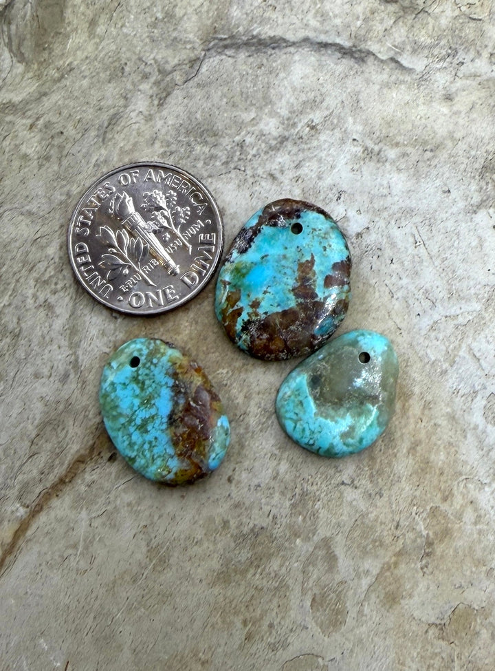 Kingman Turquoise (Arizona) LOT of 3 Small Focal Pendant
