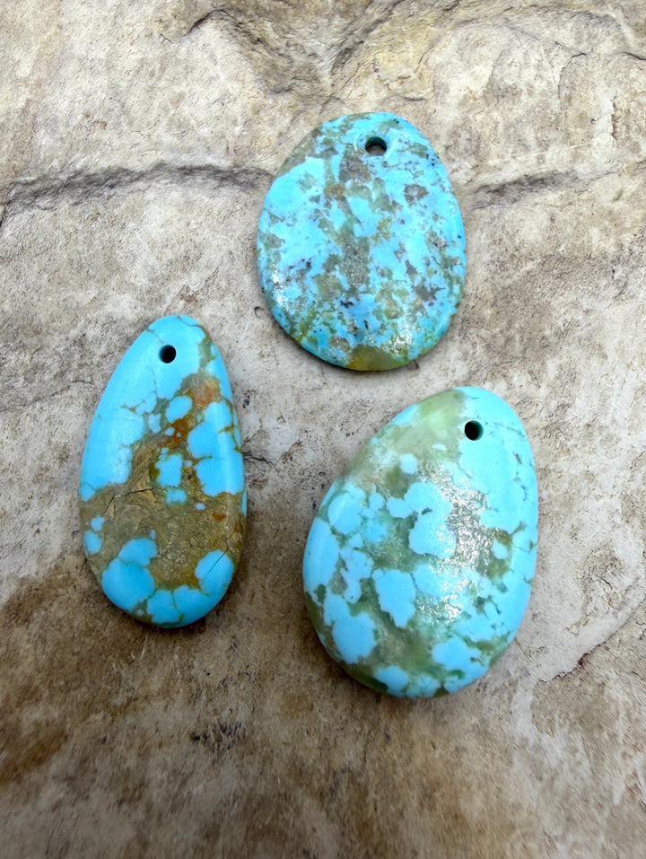 Kingman Turquoise (Arizona) LOT of 3 Small Focal Pendant