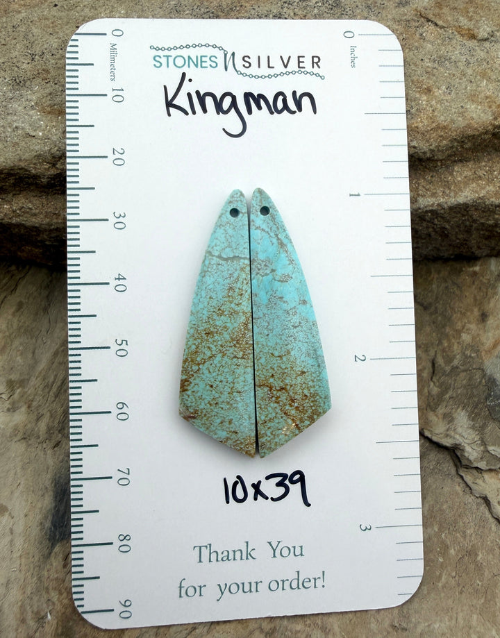 Kingman Turquoise (Arizona) Matching Earring Slab Bead Pair