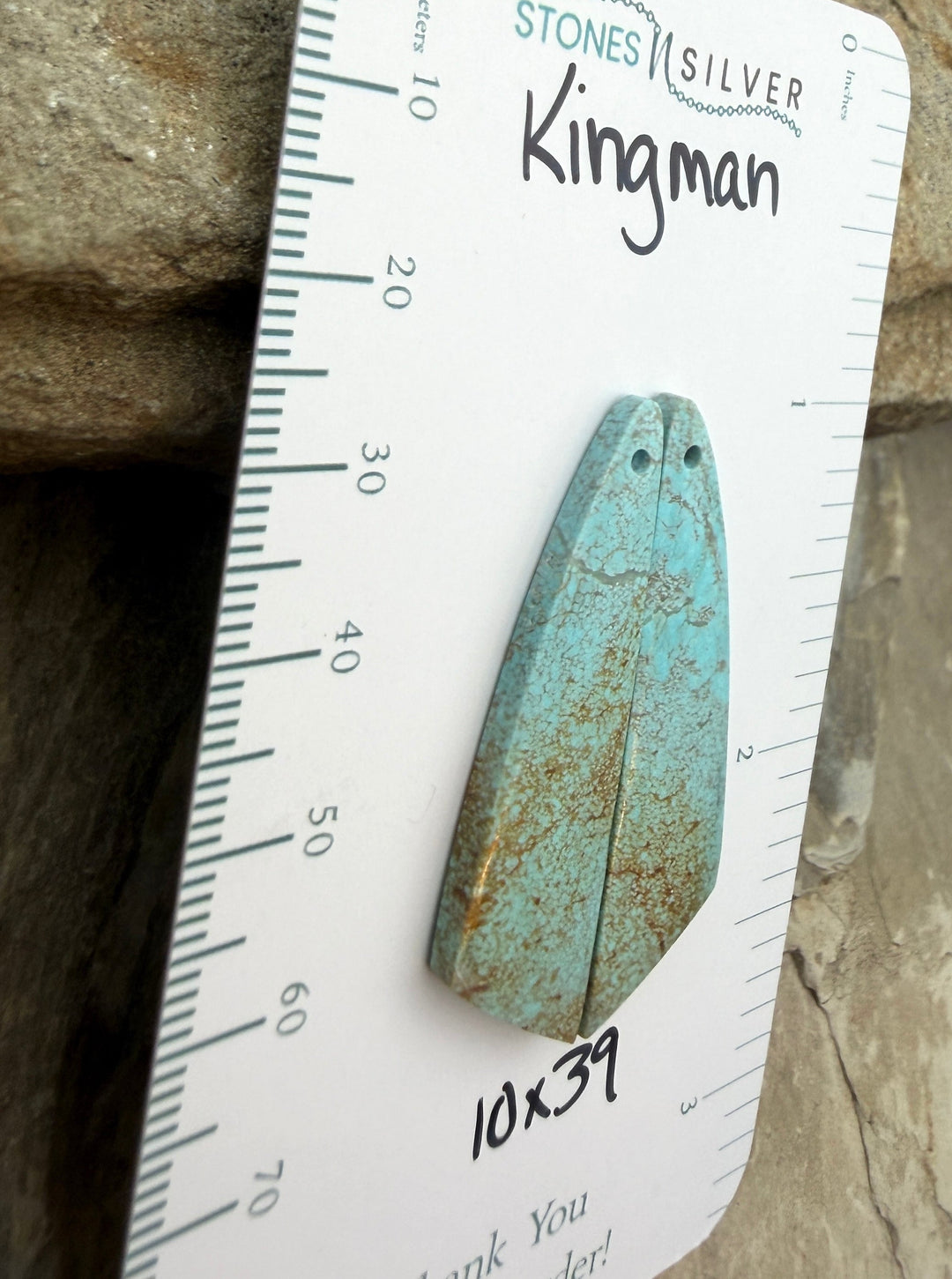 Kingman Turquoise (Arizona) Matching Earring Slab Bead Pair