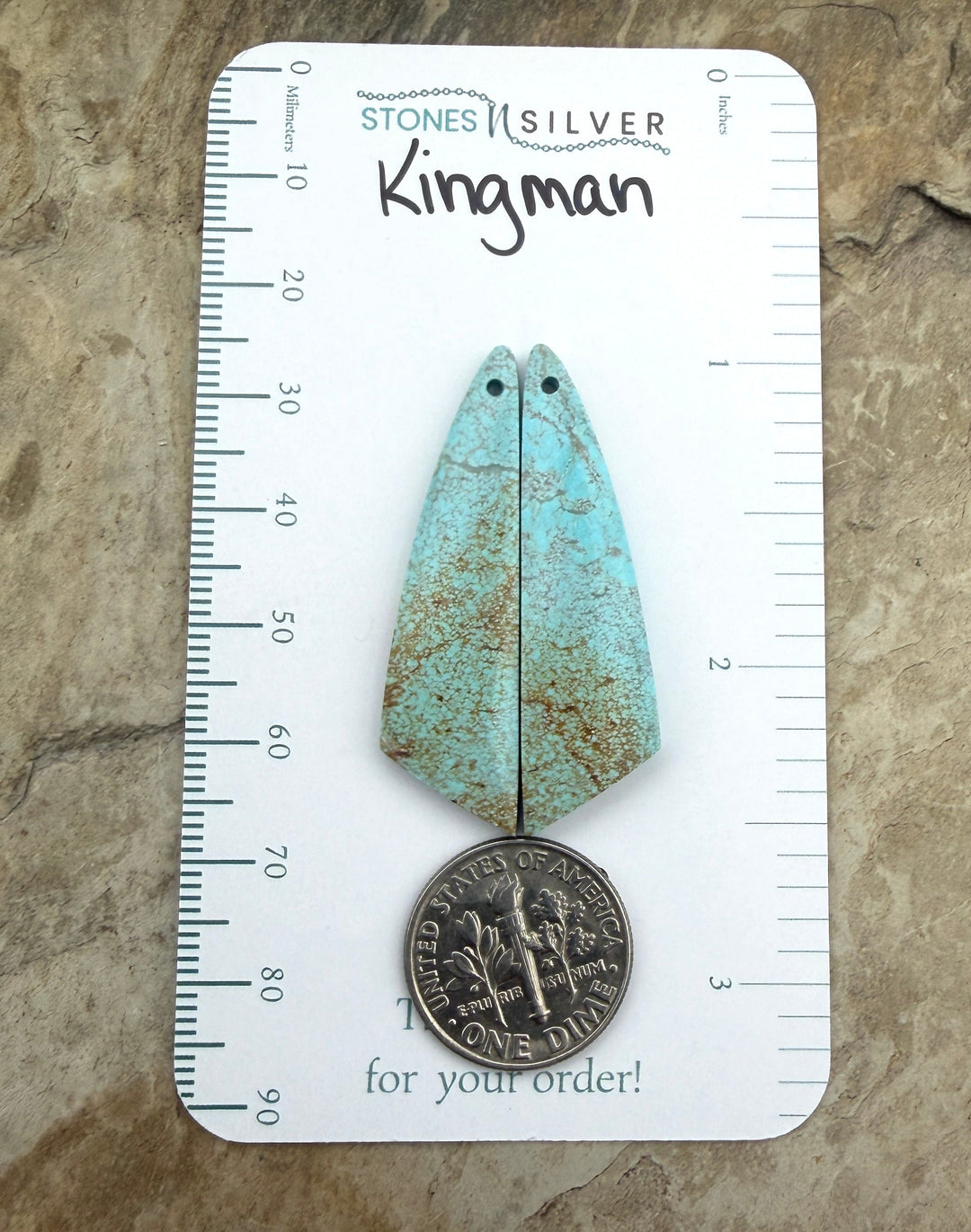 Kingman Turquoise (Arizona) Matching Earring Slab Bead Pair