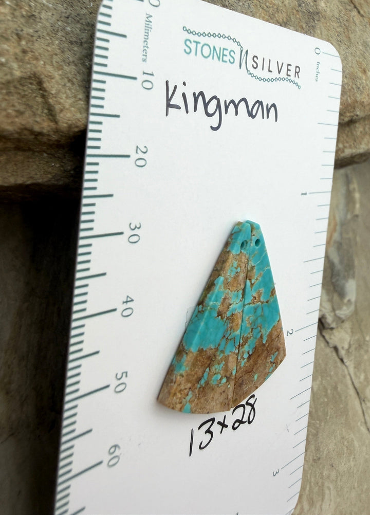 Kingman Turquoise (Arizona) Matching Earring Slab Bead Pair