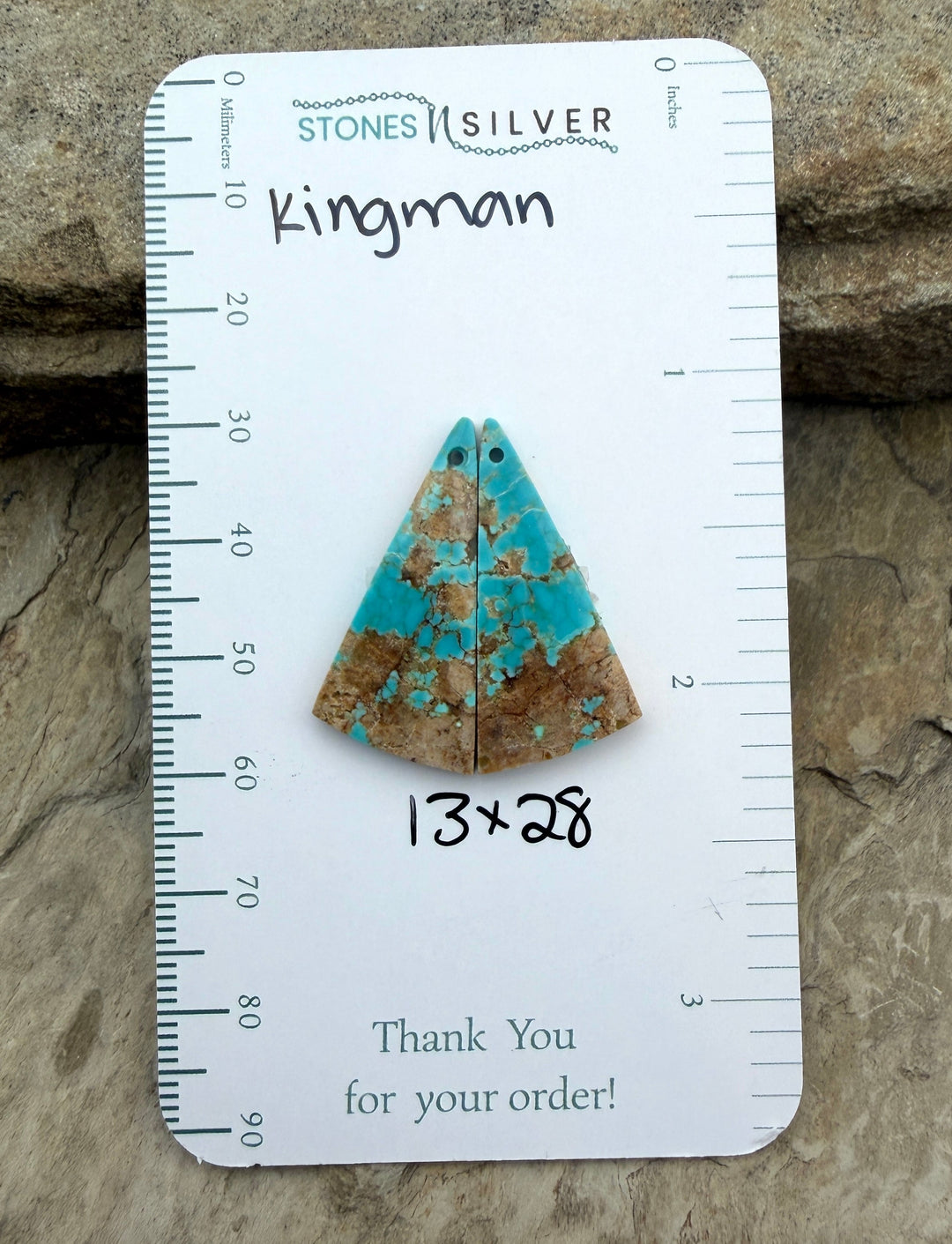 Kingman Turquoise (Arizona) Matching Earring Slab Bead Pair