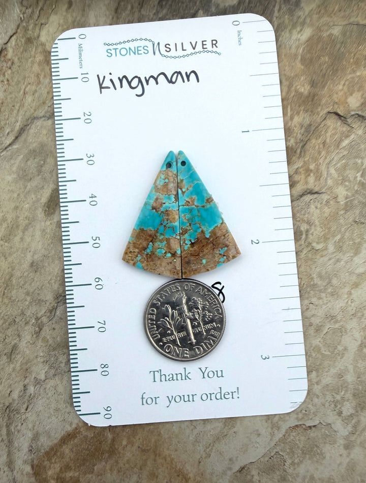 Kingman Turquoise (Arizona) Matching Earring Slab Bead Pair