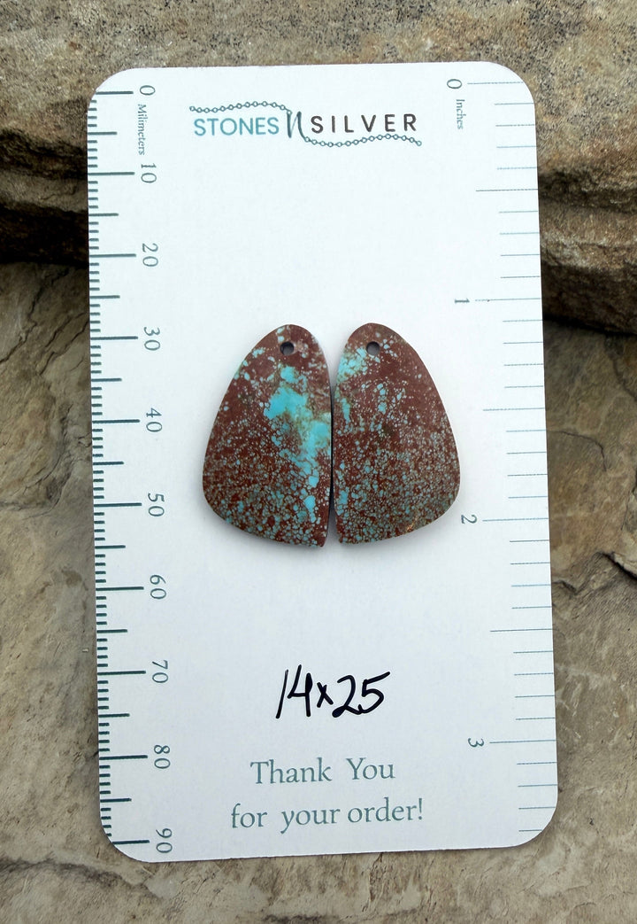 Kingman Turquoise (Arizona) Matching Earring Slab Bead Pair