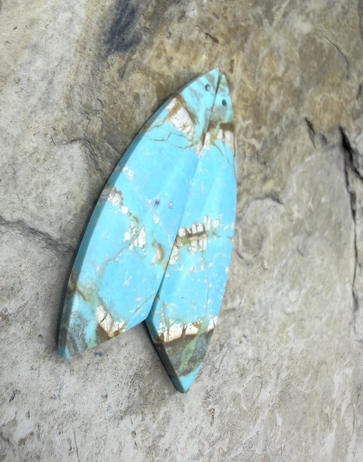 Kingman Turquoise (Arizona) Matching Earring Slab Bead Pair