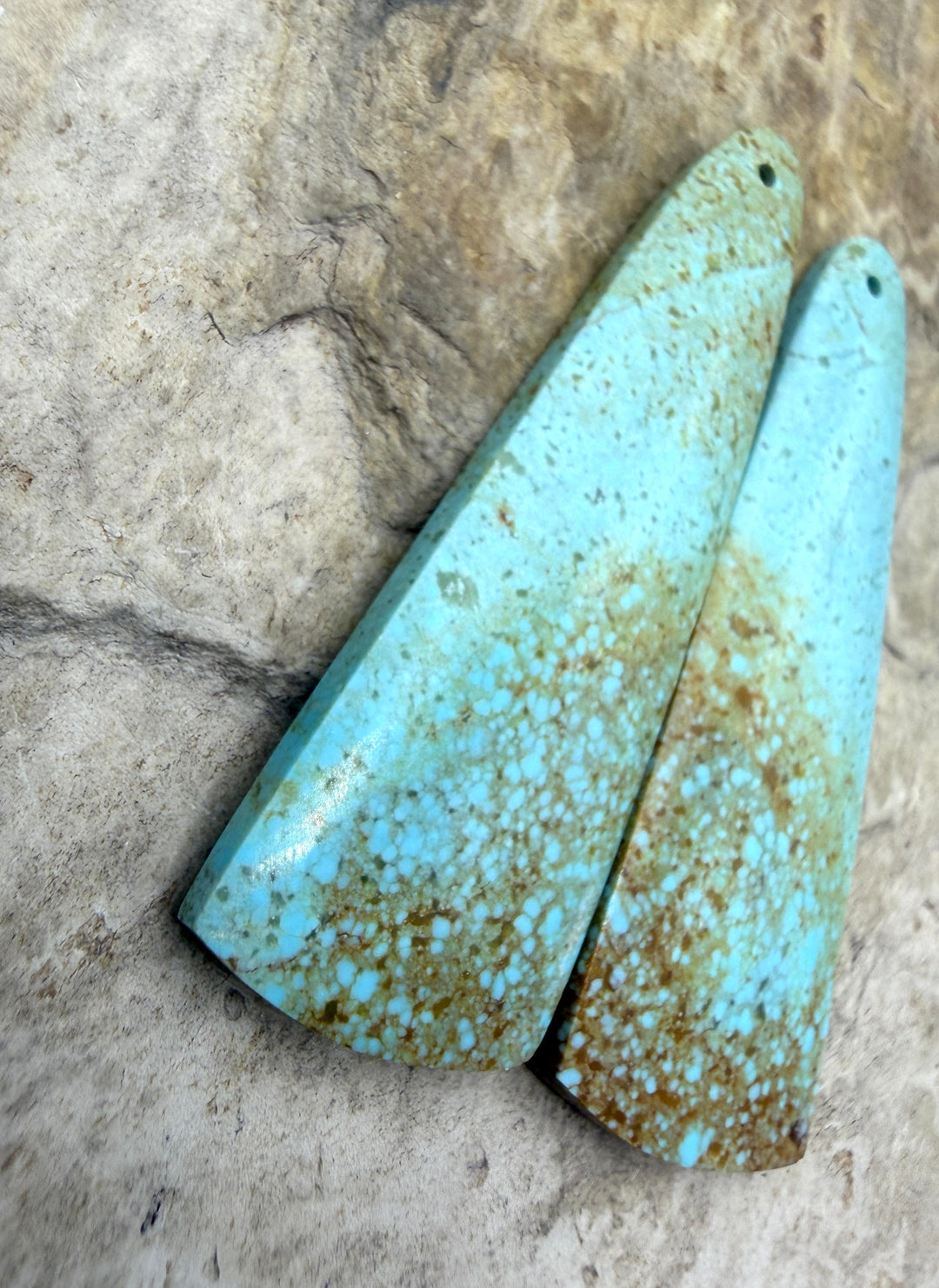 Kingman Turquoise (Arizona) Matching Earring Slab Bead Pair
