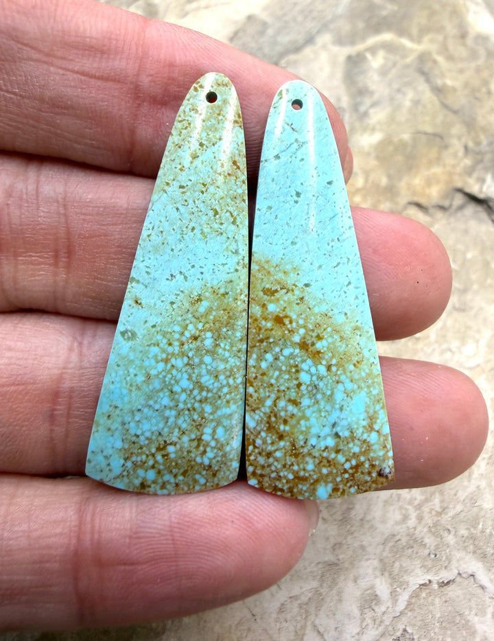 Kingman Turquoise (Arizona) Matching Earring Slab Bead Pair