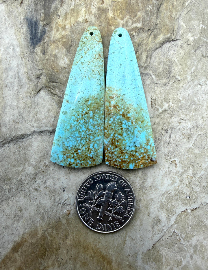 Kingman Turquoise (Arizona) Matching Earring Slab Bead Pair